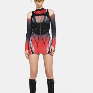 Chic Gradient Red and Black Bodysuit